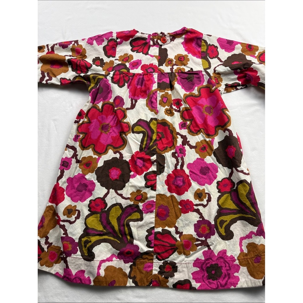 Pink Chicken Floral Dress Kids 8Y Multicolor Retro A-Line Boho Cotton - Picture 13 of 14